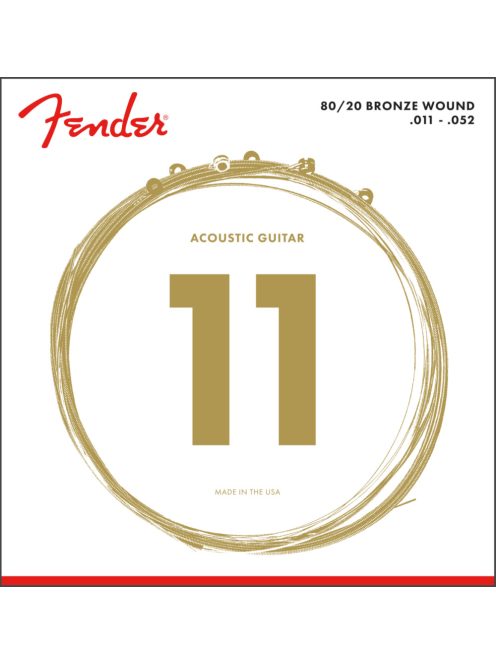Fender 11-52 Duratone Coated 80/20 Acoustic Guitar Strings-bevonatos tartós húrok!!!