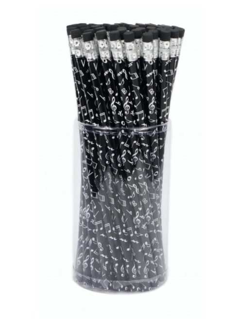 Ceruza fekete színű, kotta mintás-radírral