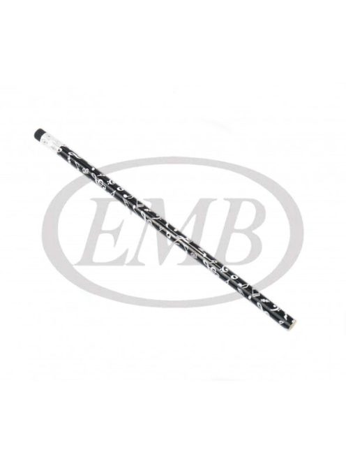 Ceruza fekete színű, kotta mintás-radírral