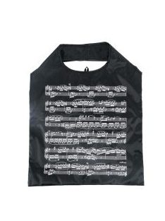   Bevásárló táska kotta mintás, összehajtható, tárolózsákocskával,  akasztóhoroggal különböző szín