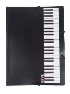  Gumis mappa kassírozott karton, zongorabillentyűs A4-es méret-"füles"