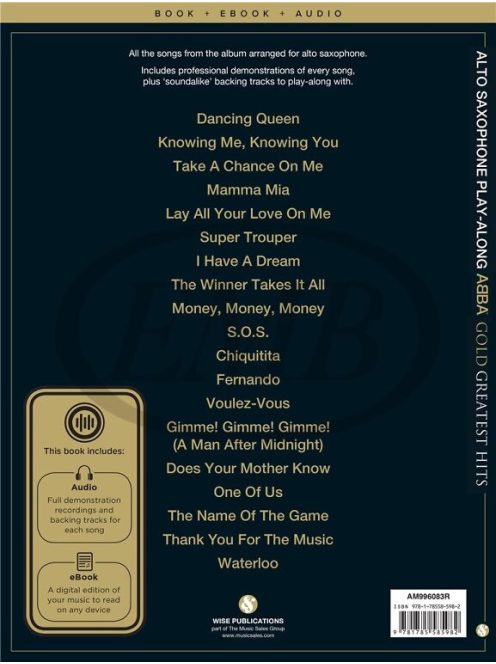 ABBA GOLD-alt szaxofon kotta és audio anyaggal