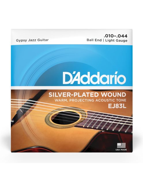 D'Addario Gypsy Jazz akusztikus ezüstbevonatos gitárhúr-light 010-044-bogyós