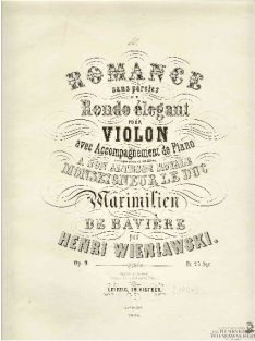   Henryk Wieniawsky:  Romance Sans Paroles Et Rondo Elegant Op.9.