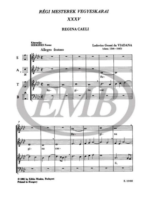 Szekeres Ferenc:  Régi mesterek vegyeskarai 35 sz.