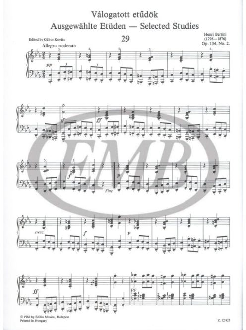 Bertini, Henri: Válogatott etűdök zongorára 2
