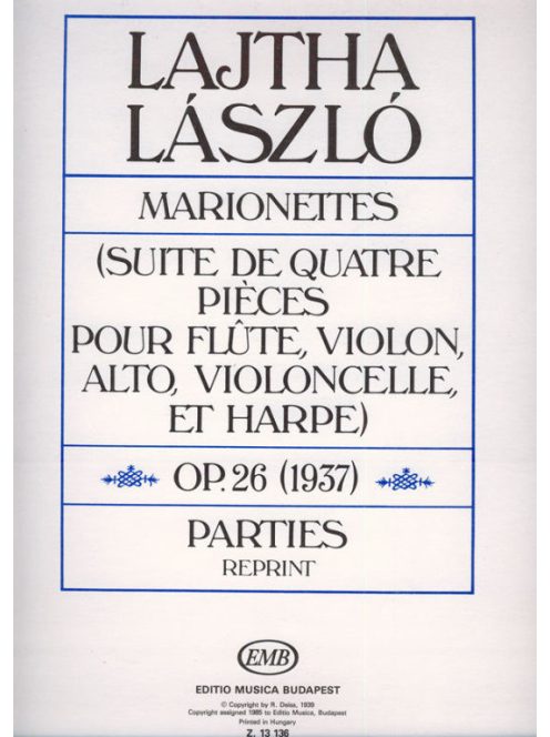 Lajtha László: MARIONETTES Op. 26 - szólamok