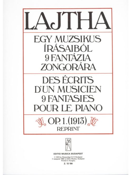 Lajtha László: Egy muzsikus írásaiból 9 fantázia zongorára