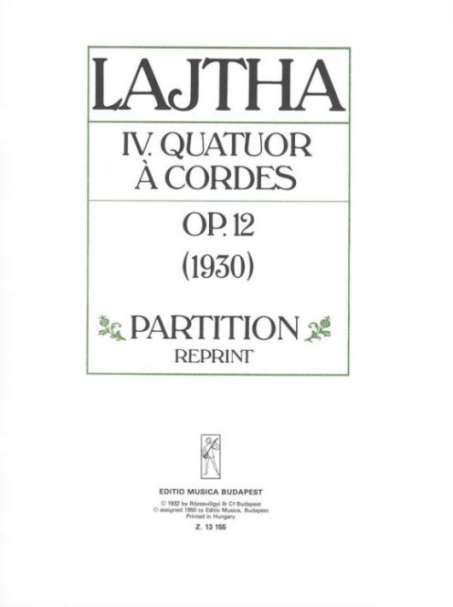 Lajtha László: IV. QUATUOR ÁCORDES Op,12-partitúra