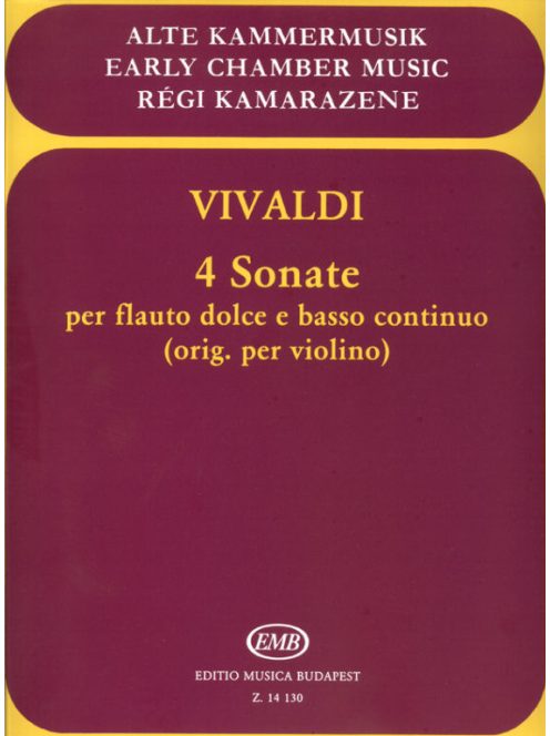 Antonio Vivaldi:  4 Sonate per flauto dolce e basso continuo-furulyára és zongorára