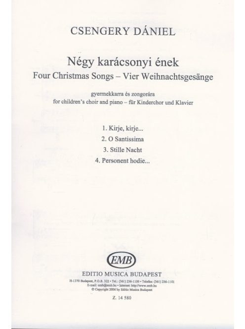 Csengery Dániel:  Négy karácsonyi ének