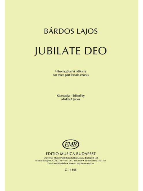 Bárdos Lajos: Jubilate Deo-Háromszólamú női karrra