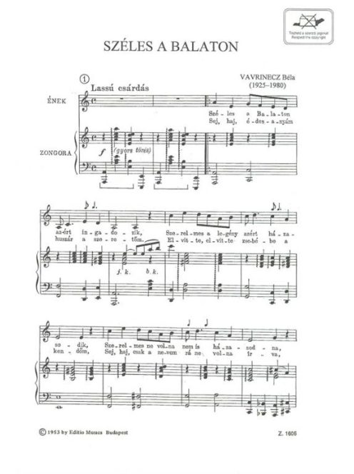 Vavrinecz Béla:  Széles a Balaton - Lassú csárdás