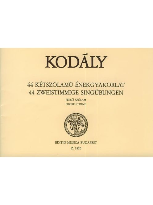 Kodály: 44 kétszólamú énekgyakorlat-felső szólam