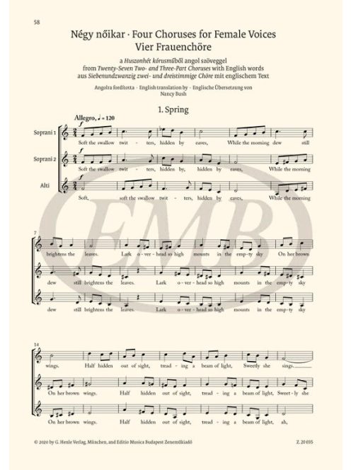 Bartók Béla: Gyermek- és nőikarok