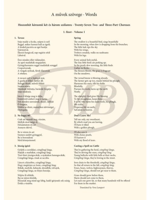 Bartók Béla: Gyermek- és nőikarok