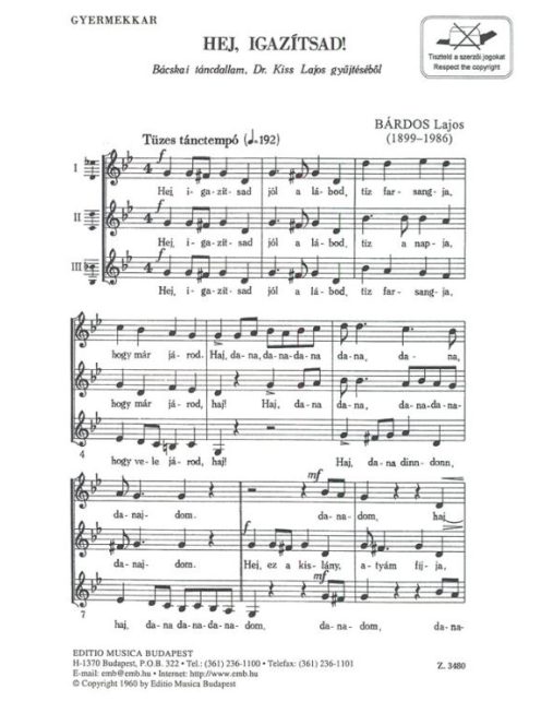 Bárdos. Hej, igazítsad! - gyermekkar