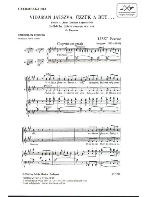 Liszt Ferenc: Vidáman játszva űzzük a bút (gyermekkarra)