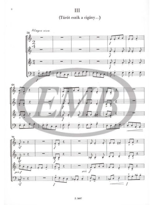 Bogár: Három magyar népdal rézfúvósnégyesre