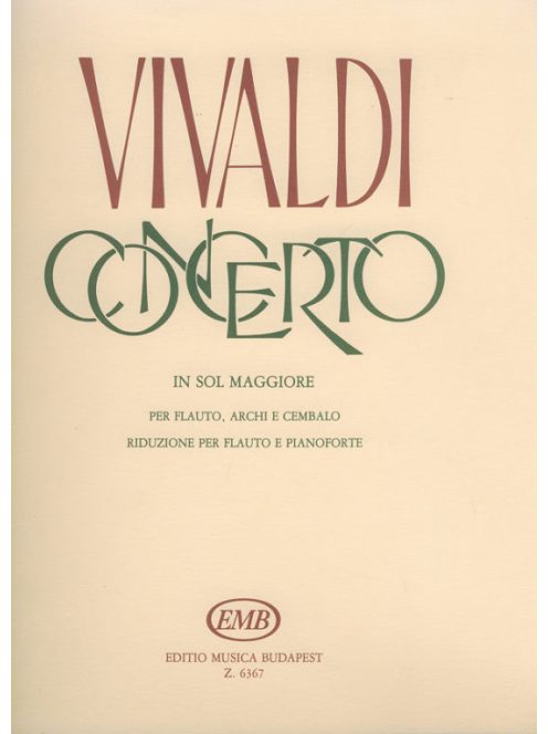 Antonio Vivaldi:  Concerto in sol Maggiore-fuvola kotta zongorakísérettel