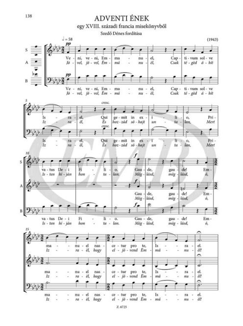 Kodály Zoltán:  Vegyeskarok