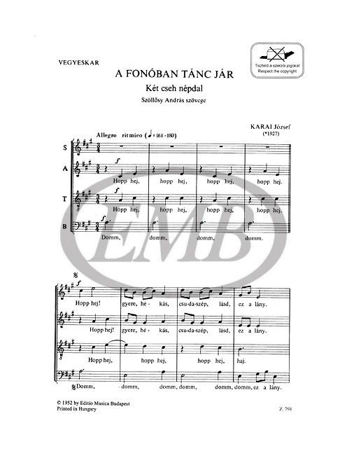 Karai József:  A fonóban tánc jár-Két cseh népdal