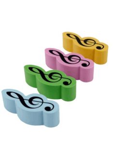 Színes violinkulcs alakú radír