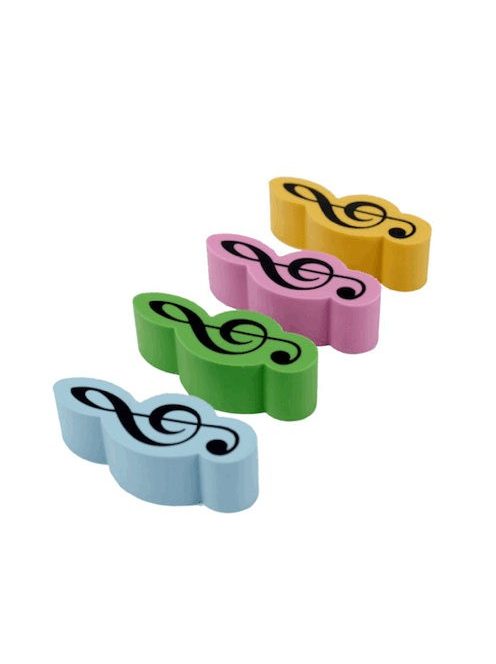 Színes violinkulcs alakú radír