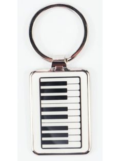 Zongorabillentyű mintájú fém kulcstartó