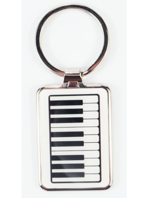 Zongorabillentyű mintájú fém kulcstartó