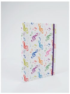 Fehér színű, színes violinkulcs mintás notesz