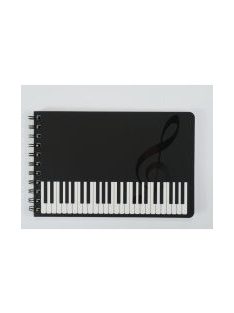 Fekete színű, zongorabillentyű mintás spirálos füzet