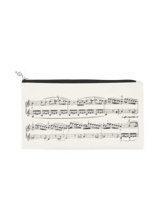 Krém színű, fekete kotta mintás neszeszer ceruzatartó