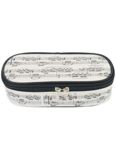 Krém színű, fekete kotta mintás tolltartó