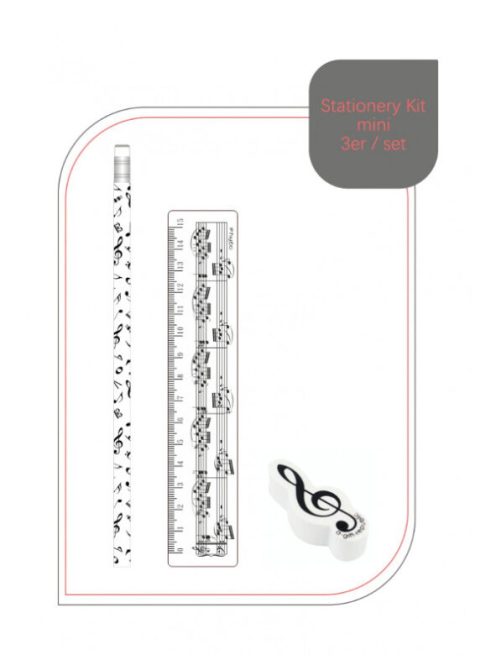 Fehér, kottamintás írószer készlet