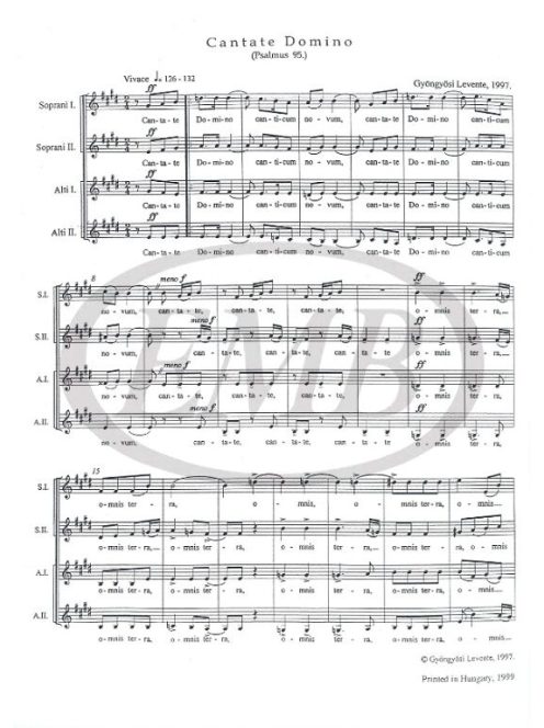 Gyöngyösi Levente: Cantate Domino