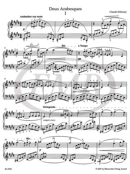 Claude Debussy:  Deux Arabesques - zongorára