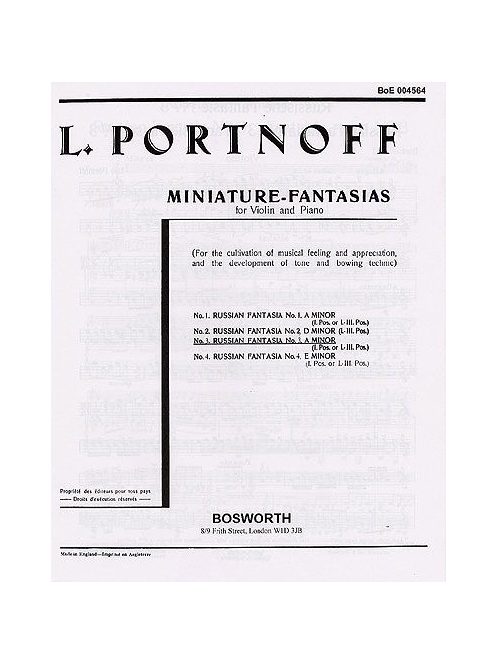 Leo Portnoff:  Russian Fantasias-No.3.-hegedű kotta zongorával
