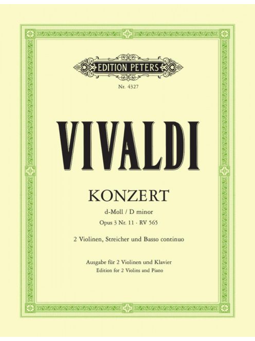 VIVALDI: Konzert d-Moll/D minor op.3 Nr,11 RV565 -két hegedűre, zongorakísérettel