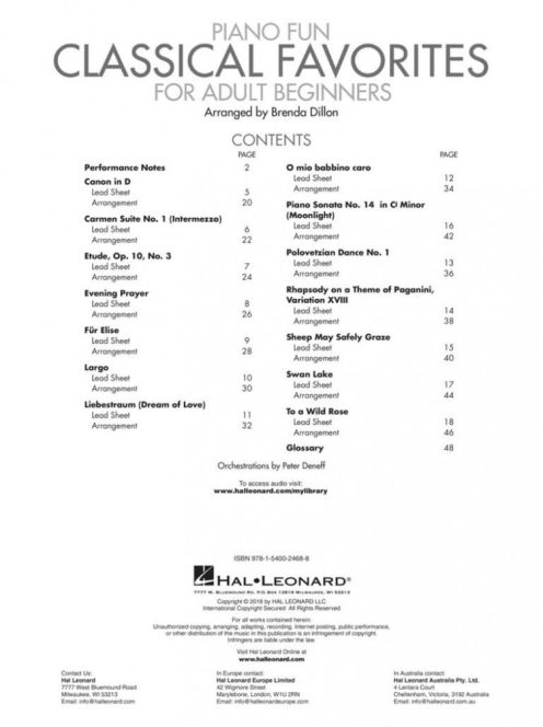 Piano Fun: Classical  Favorites (felnőtt kezdőknek)