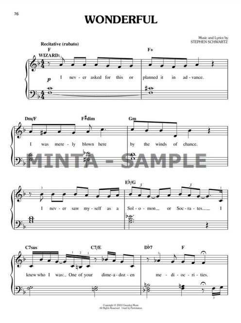 Schwartz, Stephen: Wicked: Easy Piano Selection