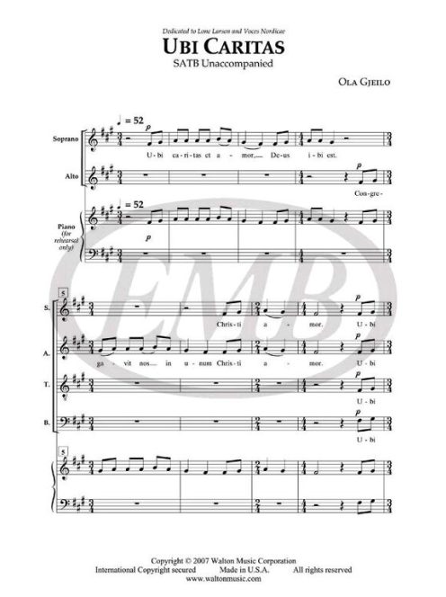 Gjeilo, Ola: Ola Gjeilo: Ubi Caritas (SATB)