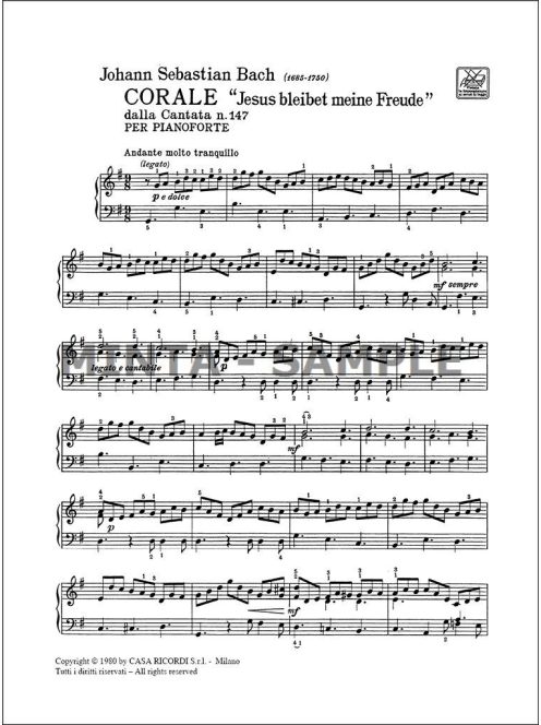 Bach, Johann Sebastian: Corale dalla Cantata 147