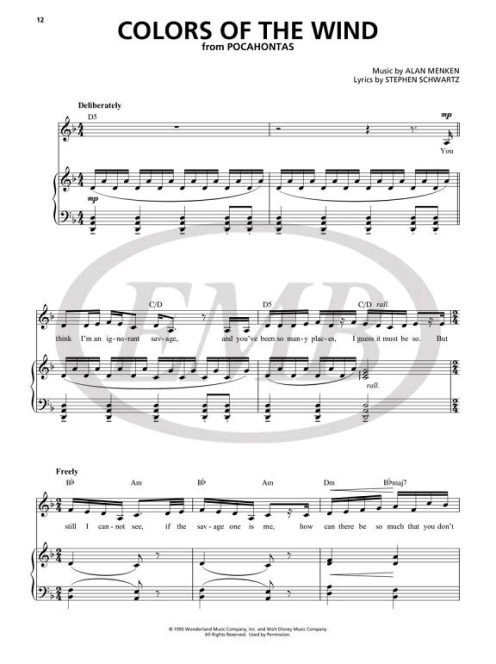 Disney Songs For Female Singers-ének és zongora, letölthető hanganyaggal