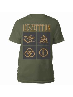 LED ZEPPELIN: GOLD SYMBOLS IN BLACK SQUARE Unisex Póló