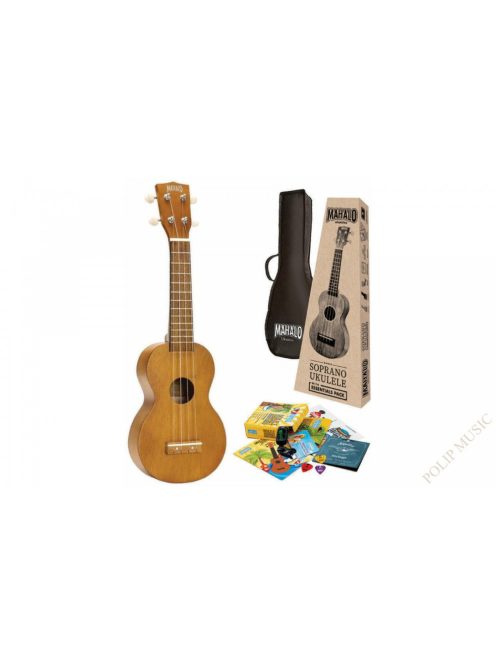 Mahalo MK1 Szoprán ukulele Transparent Brown Set