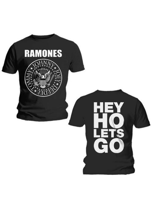 RAMONES: HEY HO (FRONT & BACK) (BACK PRINT) Unisex Póló