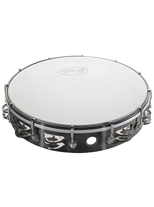 Stagg műanyag csörgődob 10" (kb.27 cm), 7 pár csörgővel - szintetikus bőr, hangolókulcs tartozék
