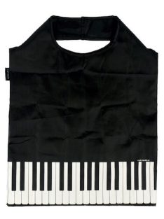 Fekete, zongorabillentyű mintás Mini bevásárlószatyor
