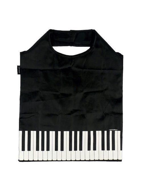 Fekete, zongorabillentyű mintás Mini bevásárlószatyor